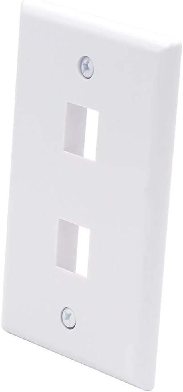 Main image of 2-Port Keystone Wall Plate (UL Listed), White 10-Pack
UL Listed for Safety, Designed for RJ45/HDMI/Coax Keystone Jack, Low Profile Wall Plate