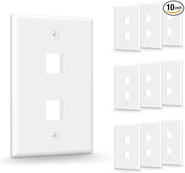 Alt view image 5 of 7 - 2-Port Keystone Wall Plate (UL Listed), White 10-Pack
UL Listed for Safety, Designed for RJ45/HDMI/Coax Keystone Jack, Low Profile Wall Plate