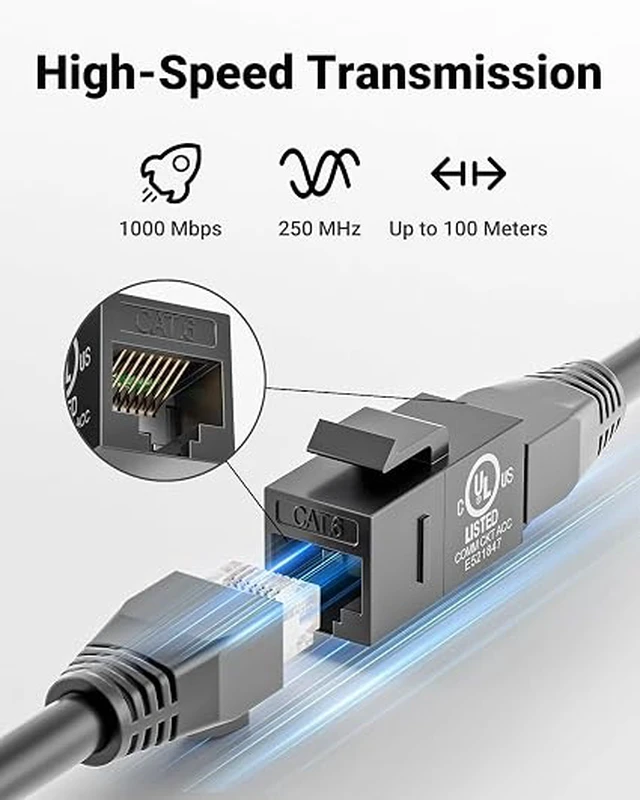 Alt view image 3 of 7 - UL Listed CAT6 Keystone Coupler PoE, Black, 25-Pack
UL Listed |10Gbps High Speed | PoE Support|Female to Female | CAT6/CAT5E/CAT5|Ethernet Cable Extender