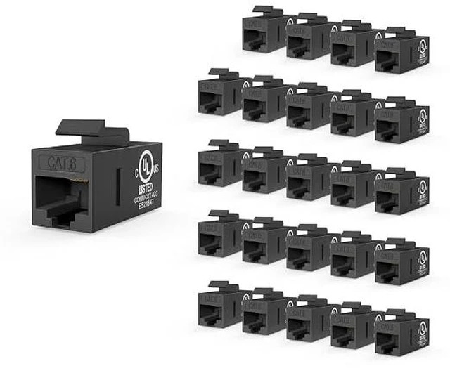 Main image of UL Listed CAT6 Keystone Coupler PoE, Black, 25-Pack
UL Listed |10Gbps High Speed | PoE Support|Female to Female | CAT6/CAT5E/CAT5|Ethernet Cable Extender