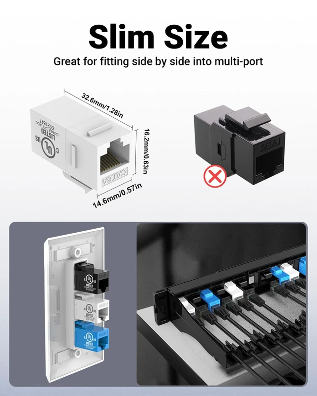 Alt view image 2 of 7 - UL Listed CAT6 Keystone Coupler PoE, Black, 25-Pack
UL Listed |10Gbps High Speed | PoE Support|Female to Female | CAT6/CAT5E/CAT5|Ethernet Cable Extender