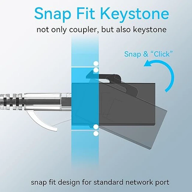 Alt view image 3 of 7 - CAT6 RJ45 Keystone Coupler (24 Pack), Cat6 Keystone Jack Female to Female, Cat 6 Inline Keystone Jacks for Wall Plate & Patch Panel, RJ45 Ethernet Coupler Black