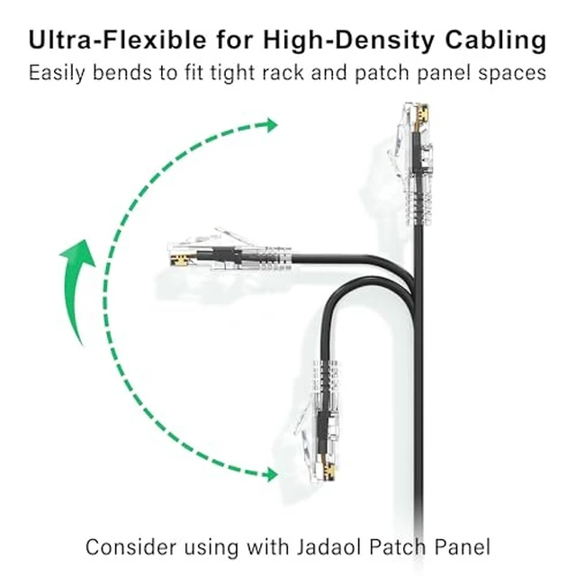 Alt view image 4 of 7 - [UL Listed Cat6A Patch Cables 1FT (24Pack) 10Gbps 550MHz Black
Pure Copper, Gold-Plated, Snagless Cat6A Slim Round Network LAN Patch Cable for Patch Panel, Switch, Router, Modem, Server