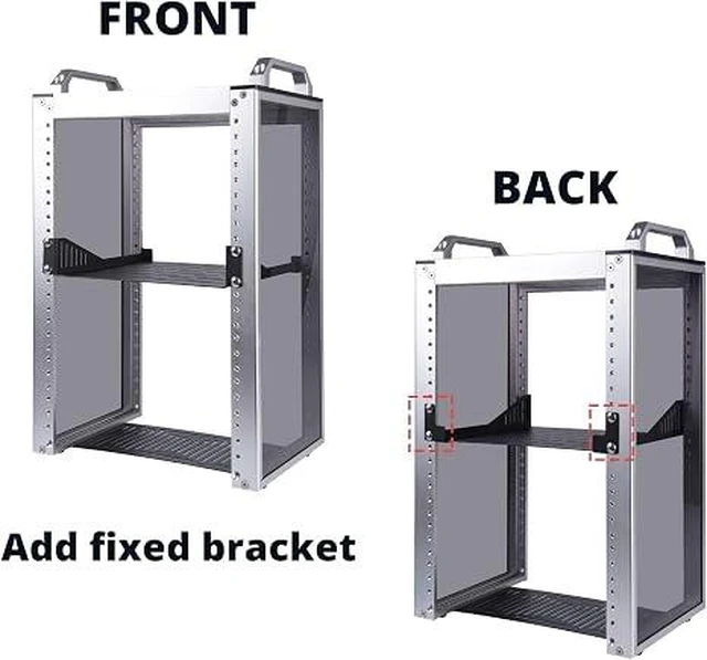 Alt view image 2 of 6 - 2PCS 1U Rack Mount Shelf for 10 inch Server Rack, 7.87" Depth Vented Cantilever Tray for Network Rack and DeskPi RackMate T1/T0 Server Cabinet