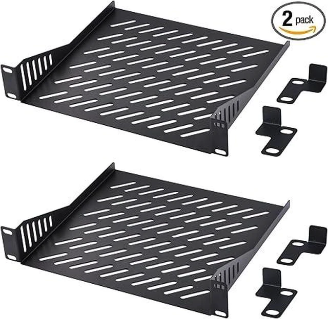 Main image of 2PCS 1U Rack Mount Shelf for 10 inch Server Rack, 7.87" Depth Vented Cantilever Tray for Network Rack and DeskPi RackMate T1/T0 Server Cabinet