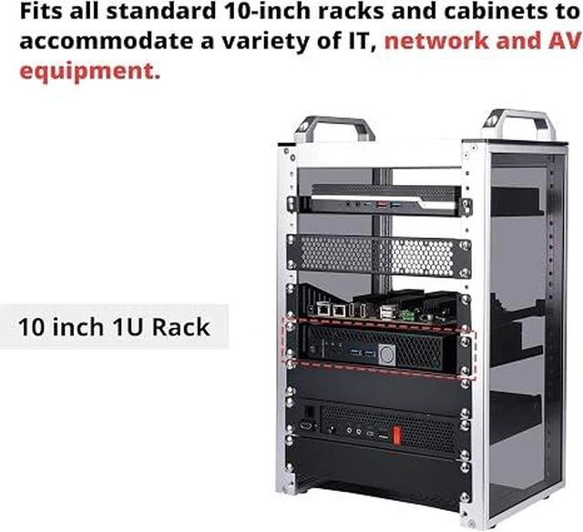 Alt view image 3 of 6 - 2PCS 1U Rack Mount Shelf for 10 inch Server Rack, 7.87" Depth Vented Cantilever Tray for Network Rack and DeskPi RackMate T1/T0 Server Cabinet