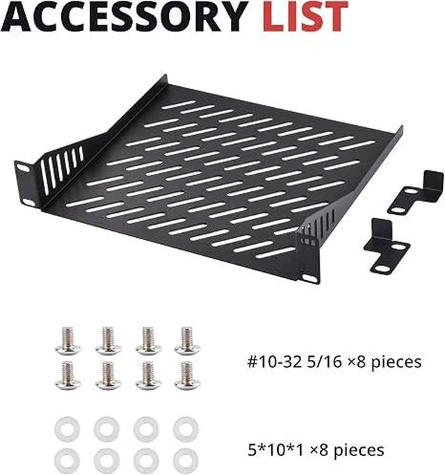 Alt view image 4 of 6 - 2PCS 1U Rack Mount Shelf for 10 inch Server Rack, 7.87" Depth Vented Cantilever Tray for Network Rack and DeskPi RackMate T1/T0 Server Cabinet