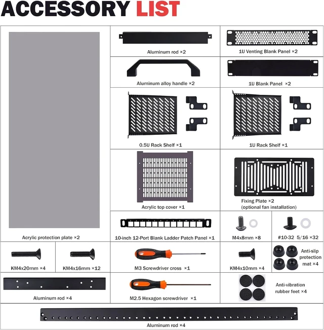 Alt view image 7 of 7 - 12U Network Rack, 10 inch Mini Server Rack for Network, Servers, Audio, and Video Equipment, DeskPi RackMate T2 Rackmount, 10.23 inch Depth