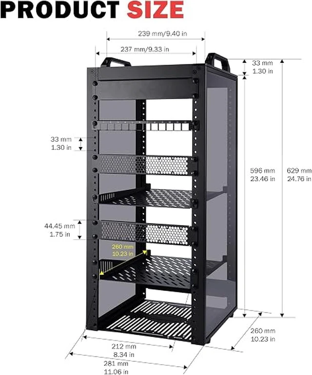 Alt view image 2 of 7 - 12U Network Rack, 10 inch Mini Server Rack for Network, Servers, Audio, and Video Equipment, DeskPi RackMate T2 Rackmount, 10.23 inch Depth