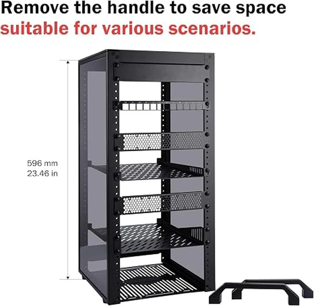 Alt view image 4 of 7 - 12U Network Rack, 10 inch Mini Server Rack for Network, Servers, Audio, and Video Equipment, DeskPi RackMate T2 Rackmount, 10.23 inch Depth
