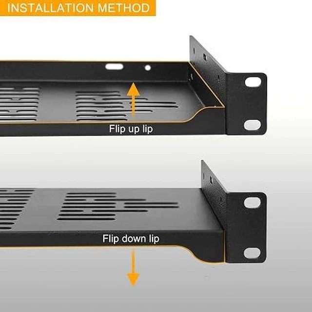Alt view image 5 of 6 - 2-Pack 6" 1U Vented Rack Shelf for 19" Server IT Sound Cabinets
lips up or lips down design sturdy alloy steel detachable mounting ears to prevent damage