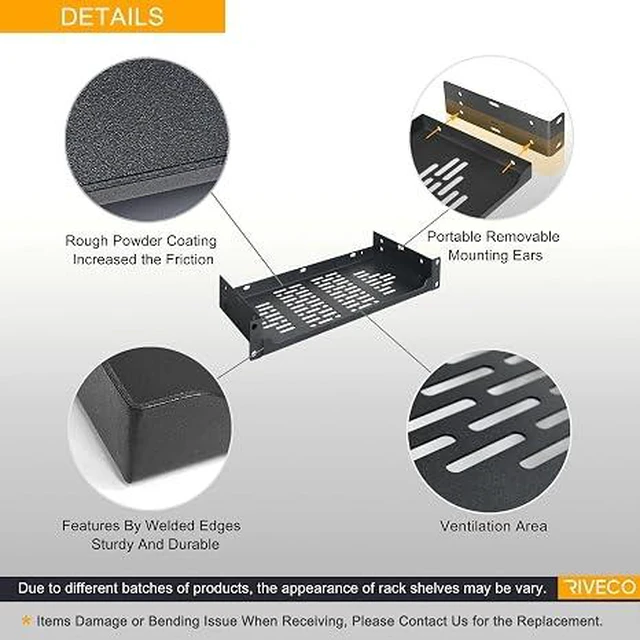 Alt view image 4 of 6 - 2-Pack 6" 1U Vented Rack Shelf for 19" Server IT Sound Cabinets
lips up or lips down design sturdy alloy steel detachable mounting ears to prevent damage