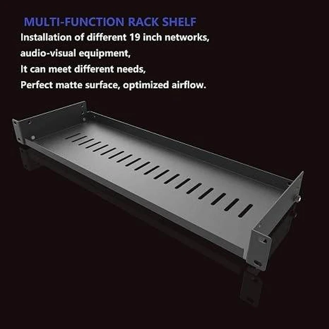 Alt view image 2 of 7 - 1U Server Rack Shelf, 6" Depth for 19 inch Network Racks
Disassembled Vented Cantilever Rack Mount Network Shelf for IT AV Sound Server Cabinets