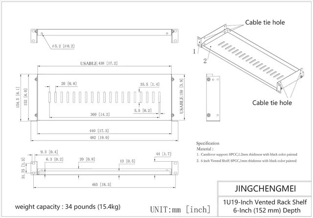 Alt view image 7 of 7 - 1U Server Rack Shelf, 6" Depth for 19 inch Network Racks
Disassembled Vented Cantilever Rack Mount Network Shelf for IT AV Sound Server Cabinets