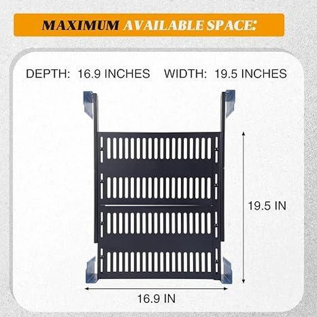 Alt view image 2 of 7 - 1U Server Rack Shelf, 4-Post Adjustable Ventilated Rack Mount Tray, 19 Inch Universal Shelf with 19.5-36" Adjustable Depth for Network Equipment Server Cabinet, Black