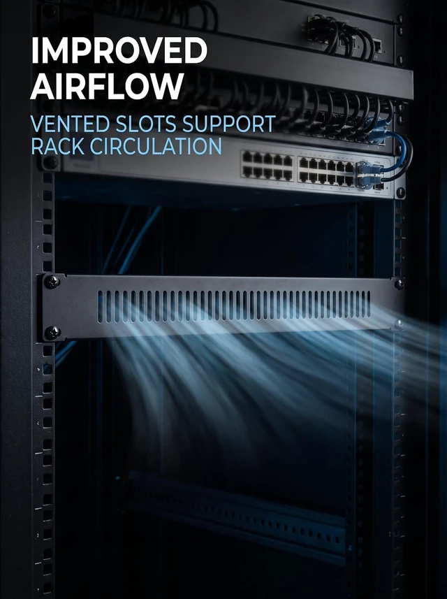Alt view image 3 of 5 - 5 Pack 1U Blank Panel-Metal Rack Mount Filler Panel,Well Ventilated Suitable for 19in Server Rack Cabinet or Enclosure (1U Venting Panel)