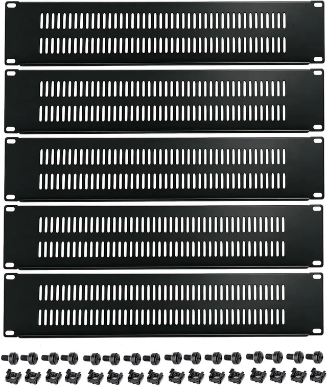 Main image of 5 Pack 2U Blank Panel - Metal Rack Mount Filler Panel Suitable for 19in Server Rack Cabinet or Enclosure (2U Venting Panel)