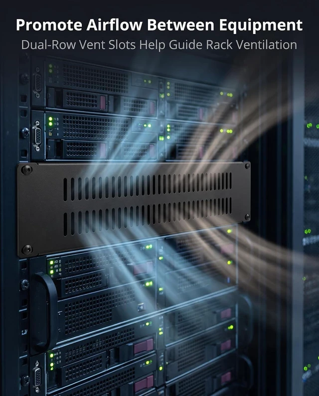 Alt view image 4 of 5 - 5 Pack 2U Blank Panel - Metal Rack Mount Filler Panel Suitable for 19in Server Rack Cabinet or Enclosure (2U Venting Panel)