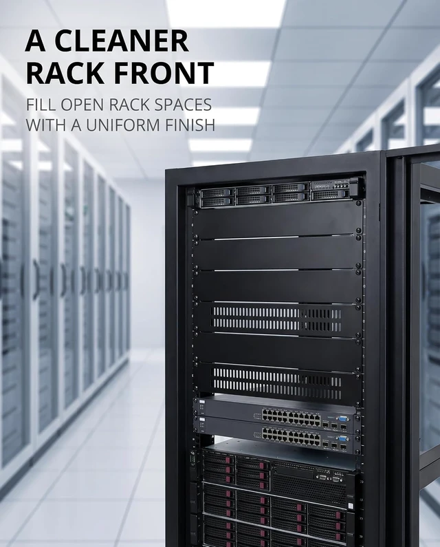 Alt view image 5 of 5 - 5 Pack 2U Blank Panel - Metal Rack Mount Filler Panel Suitable for 19in Server Rack Cabinet or Enclosure (2U Venting Panel)