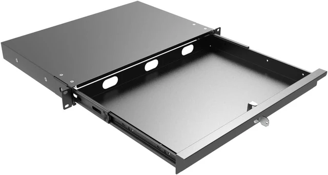 Main image of 1U Server Cabinet Case 19" Rack Mount Lockable Drawer with Key, Rack Mount Drawer for 19in Network Equipment, Server Rack or Cabinet, 12.6 Inch Depth (1U)