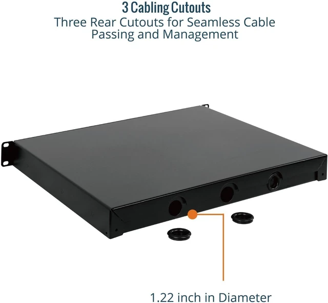 Alt view image 3 of 5 - 1U Rack Drawer,Rack Mount Drawer for 19in Network Equipment/Server/AV Rack or Cabinet Enclosure,Sliding and Lockable Server Rack Drawer - Load-Bearing 44lb (20kg),with Cable Management Holes