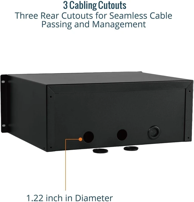 Alt view image 5 of 5 - 4U Rack Drawer,Rack Mount Drawer for 19in Network Equipment/Server/AV Rack or Cabinet Enclosure,Sliding and Lockable Server Rack Drawer - Load-Bearing 44lb (20kg),with Cable Management Holes