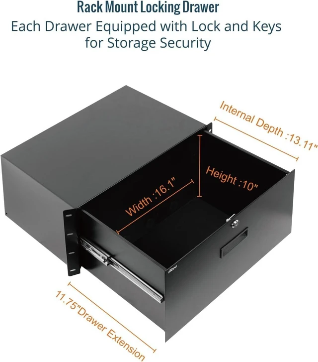 Alt view image 4 of 5 - 6U Rack Drawer,Rack Mount Drawer for 19in Network Equipment/Server/AV Rack or Cabinet Enclosure,Sliding and Lockable Server Rack Drawer - Load-Bearing 44lb (20kg),with Cable Management Holes