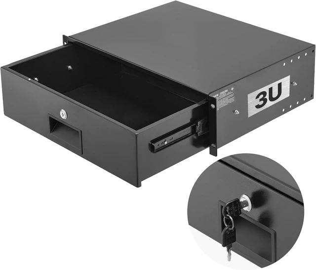 Main image of 3U Rack Drawer, Lockable Server Cabinet Case, 13.8'' Depth Server Rack Mount Drawer, for 19'' Network Equipment/DJ/AV Rack or Cabinet Enclosure, 50 lbs Max Load, with Cable Management Holes