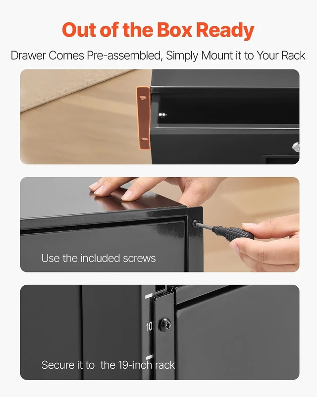 Alt view image 2 of 7 - 3U Rack Drawer, Lockable Server Cabinet Case, 13.8'' Depth Server Rack Mount Drawer, for 19'' Network Equipment/DJ/AV Rack or Cabinet Enclosure, 50 lbs Max Load, with Cable Management Holes