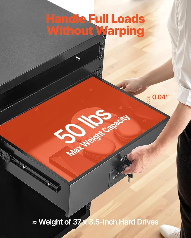 Alt view image 5 of 7 - 3U Rack Drawer, Lockable Server Cabinet Case, 13.8'' Depth Server Rack Mount Drawer, for 19'' Network Equipment/DJ/AV Rack or Cabinet Enclosure, 50 lbs Max Load, with Cable Management Holes