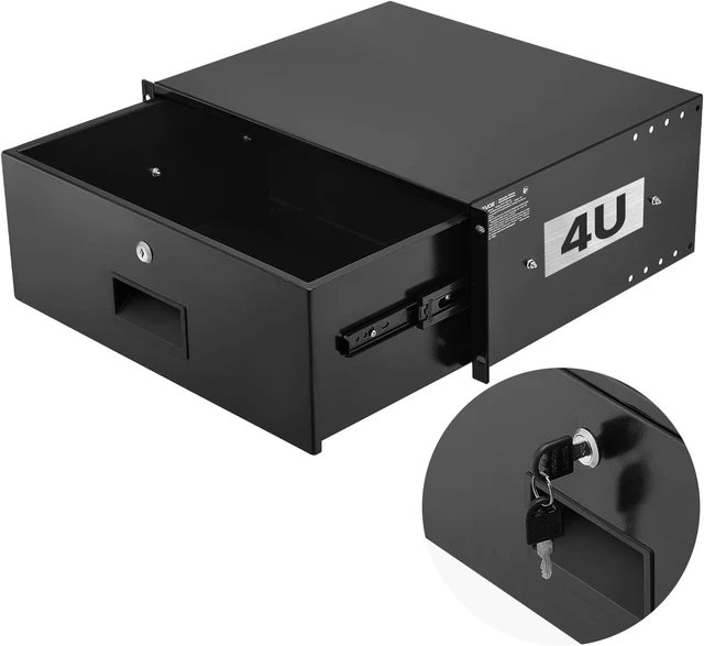 Main image of 4U Rack Drawer, Lockable Server Cabinet Case, 13.8'' Depth Server Rack Mount Drawer, for 19'' Network Equipment/DJ/AV Rack or Cabinet Enclosure, 50 lbs Max Load, with Cable Management Holes