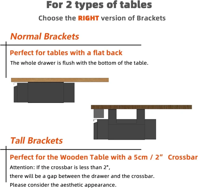 Alt view image 5 of 5 - Under Desk Drawer 18, Under Workbench Tool Storage Hanging Drawers, Black Tall, Under Counter Shelf Pencil Drawer, Slide Pull Out Shop Drawer Base, Under Desk Lip with Crossbar Storage Drawer