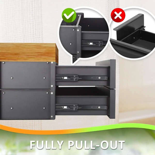 Alt view image 7 of 7 - 15 inch 2-tier Under Desk Drawer Slide Out Storage Organizer
Under Desk Drawer Slide Out Adjustable Height, Smooth Slide Rails, Carbon Steel Under Table Drawer, Tier Hold 22 Lbs
