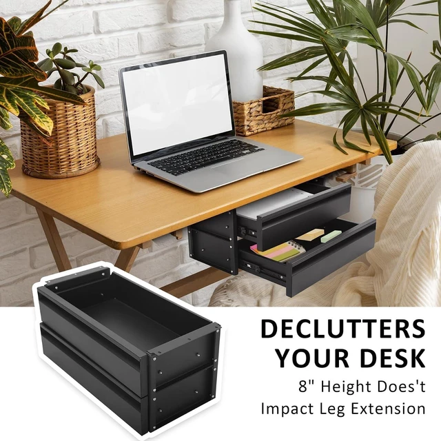 Alt view image 3 of 7 - 15 inch 2-tier Under Desk Drawer Slide Out Storage Organizer
Under Desk Drawer Slide Out Adjustable Height, Smooth Slide Rails, Carbon Steel Under Table Drawer, Tier Hold 22 Lbs