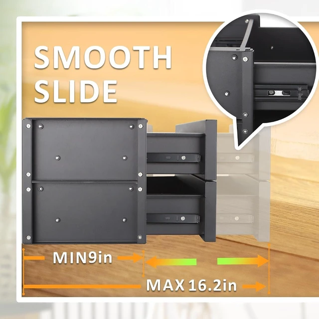 Alt view image 4 of 7 - 15 inch 2-tier Under Desk Drawer Slide Out Storage Organizer
Under Desk Drawer Slide Out Adjustable Height, Smooth Slide Rails, Carbon Steel Under Table Drawer, Tier Hold 22 Lbs