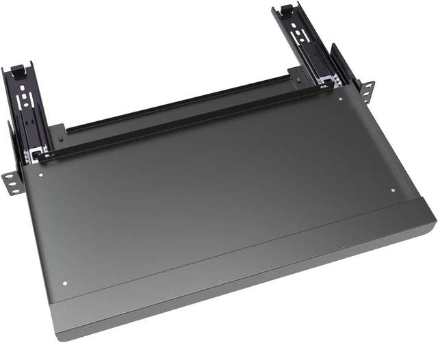 Alt view image 3 of 5 - 1U Keyboard Tray 8" Deep, Universal 19" Rack Mount Sliding, Metal Rack Mount Shelf for Network Equipments Server Rack or Cabinet (8inch