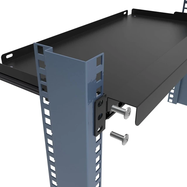 Alt view image 4 of 5 - 1U Keyboard Tray 8" Deep, Universal 19" Rack Mount Sliding, Metal Rack Mount Shelf for Network Equipments Server Rack or Cabinet (8inch