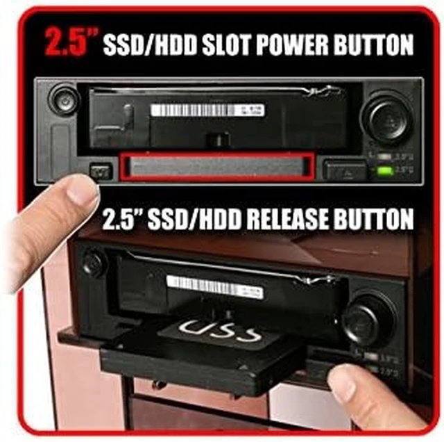 Alt view image 5 of 5 - ICY DOCK 2 Bay 2.5" & 3.5" SATA HDD/SSD Hot Swap Mobile / Caddy / Docking for External 5.25" Bay | DuoSwap MB971SP-B