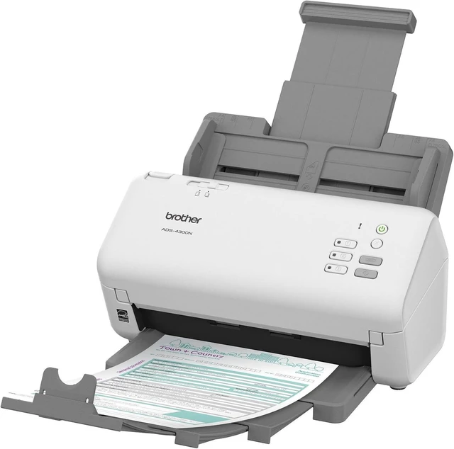 Main image of Brother ADS-4300N Professional Desktop Scanner with Fast Scan Speeds, Duplex, and Networking,White