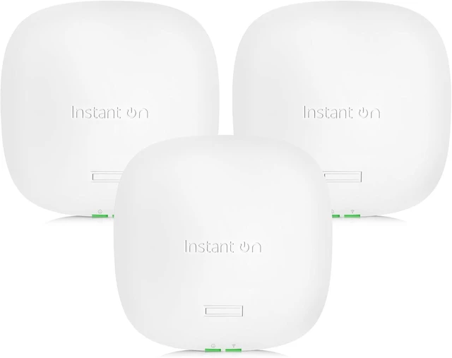 Main image of HPE Networking Instant On Access Point AP22 2x2 WiFi 6 Indoor Wireless Access Point (3 Pack) | Long Range, Secure, Smart Mesh Support | Power Source Not Included (R4W01A-3PACK)
