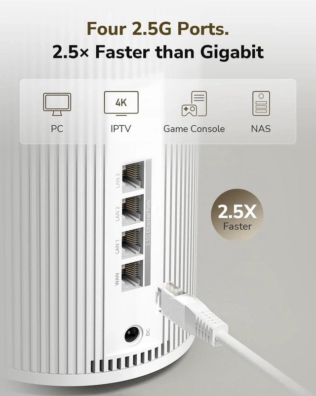 Alt view image 2 of 7 - Cudy BE11000 Wi-Fi 7 4X 2.5G Ports Mesh System, 2700 sq.ft, M11000 2-Pack, 11000 Mbps Tri-Band wifi 7, 4-Port 2.5GbE, 200+ devices, seamless mesh, VPN Server & Client, App & Cloud Control