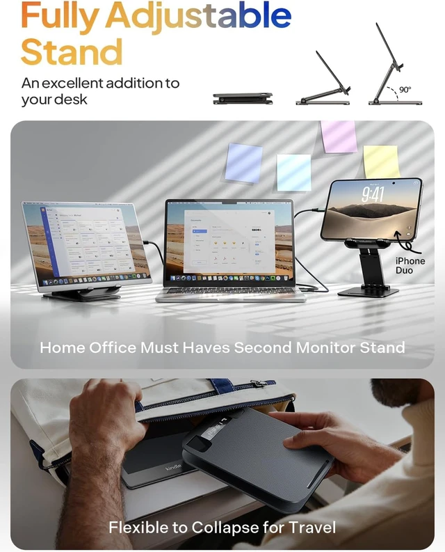 Alt view image 6 of 6 - iPad Stand Tablet Holder for Desk, Kindle Accessories Stand for Apple, iPhone Duo iPad Accessories, Fold Portable Monitor Stand, Phone Stand Desk Accessories Offices Essentials