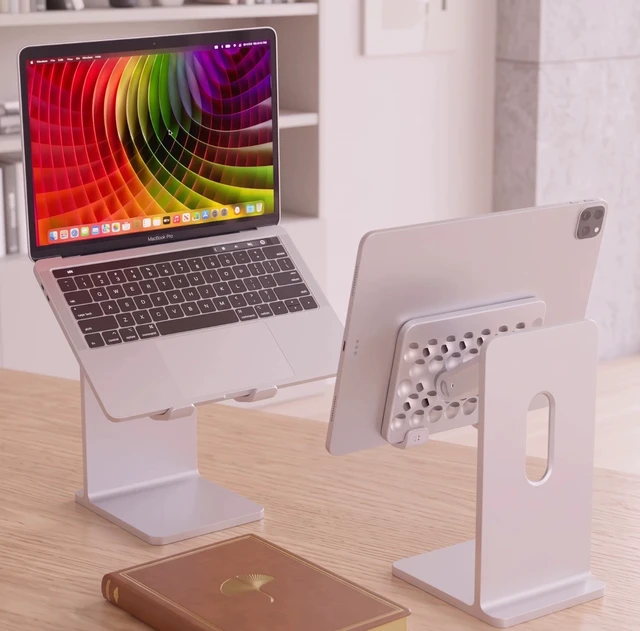 Alt view image 6 of 6 - Adjustable Cell Phone Stand,Aluminum Alloy Cellphone Holder Stand, Cell Phone Charger Stand for iPhone,soporte para Tablet,Compatible with Tablets and Smartphones up to 12.9 inches - Grey