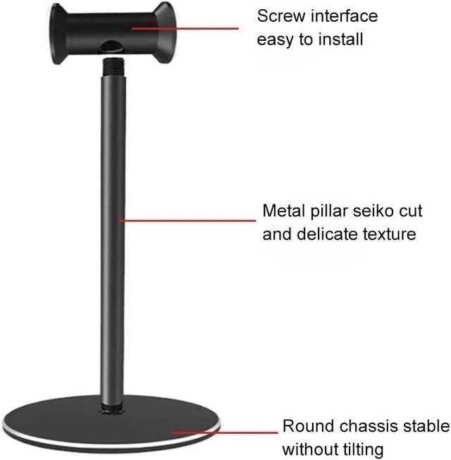 Alt view image 6 of 7 - Headset Stand Metal Headphone Holder for AirPods Max, Bose, Beats, Sony etc (Black)