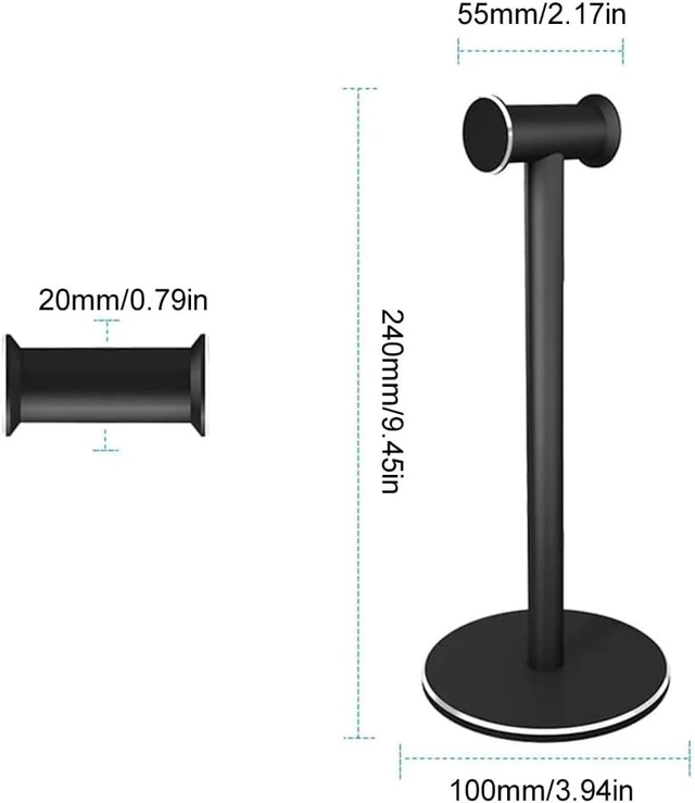 Alt view image 2 of 7 - Headset Stand Metal Headphone Holder for AirPods Max, Bose, Beats, Sony etc (Black)