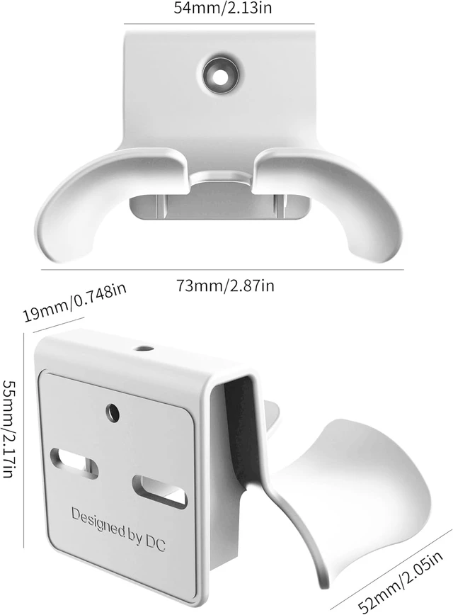 Alt view image 5 of 6 - Headset Wall Mount, Under Desk Headphone Hanger, Controller Holder, Gamepad Controller Holder, Adhesive/Screws, Universal Hanger Hook (White)