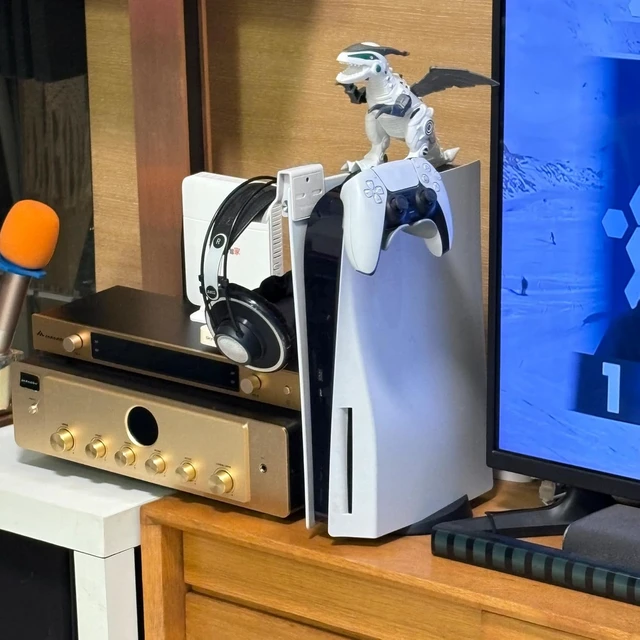 Alt view image 2 of 6 - Headset Wall Mount, Under Desk Headphone Hanger, Controller Holder, Gamepad Controller Holder, Adhesive/Screws, Universal Hanger Hook (White)