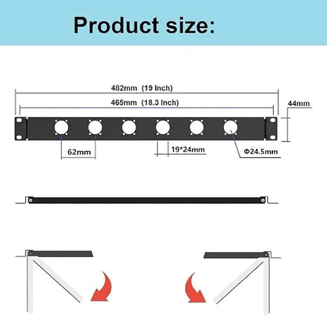 Alt view image 2 of 5 - 1U Hinged Rack Panel 6D XLR HDMI Audio Rack Mount Panel
Metal Rack Panel for 19 inches Server , AV, Network Equipment Rack or Cabinet (6D)