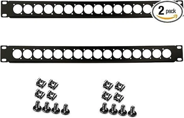 Main image of XLR HDMI Audio Rack Mount Panel, 1U Hinged D-Series Punched Metal HDMI Rack Mount Connectors for 19" Enclosure Server Computer Equipment Studio (16 Port, 1U)