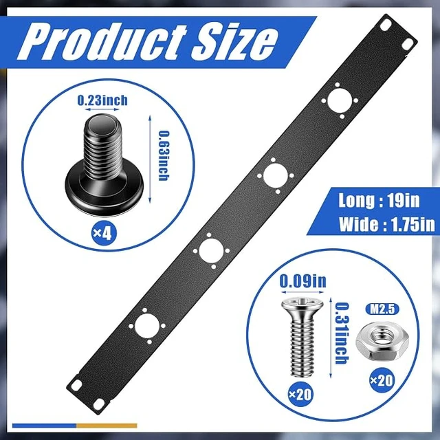 Alt view image 2 of 7 - 4-hole 1u Audio Rack Panel 4d Series Xlr Patch Panel for 19 Inch Enclosure
19 Inch 1u Standard Rack Mount, 4-port Xlr Punched Panel, Heavy-duty Metal, Dust & Emi Protection, Easy Install with Hardware